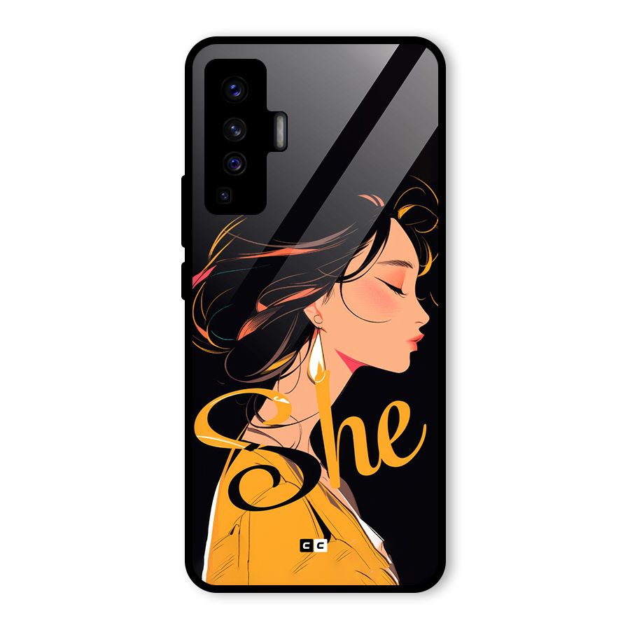 Yellow Lady Glass Back Case for Vivo X50