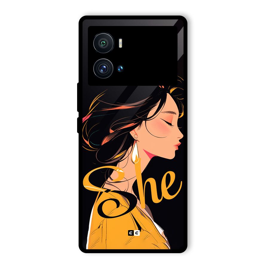 Yellow Lady Glass Back Case for Vivo iQOO 9 Pro