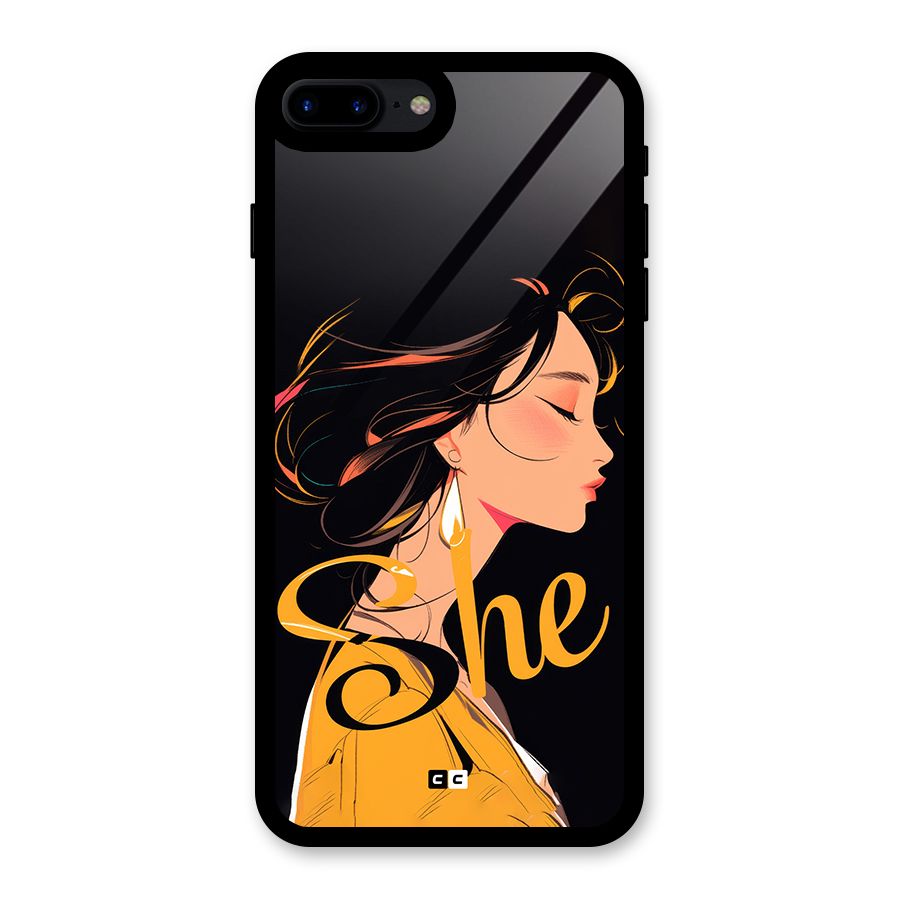 Yellow Lady Glass Back Case for iPhone 8 Plus
