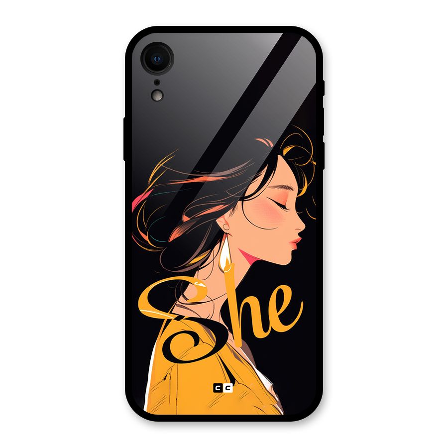 Yellow Lady Glass Back Case for iPhone XR