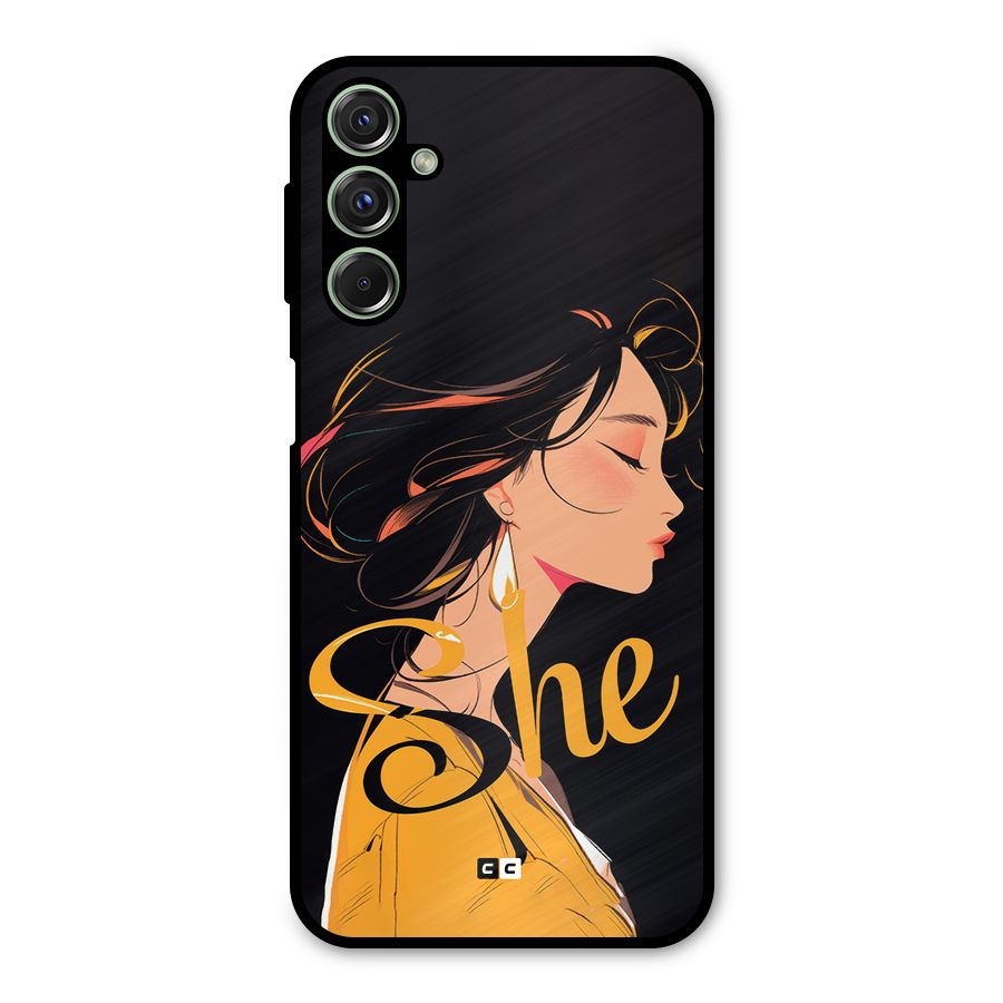 Yellow Lady Metal Back Case for Galaxy F34