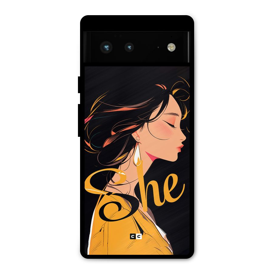 Yellow Lady Metal Back Case for Google Pixel 6