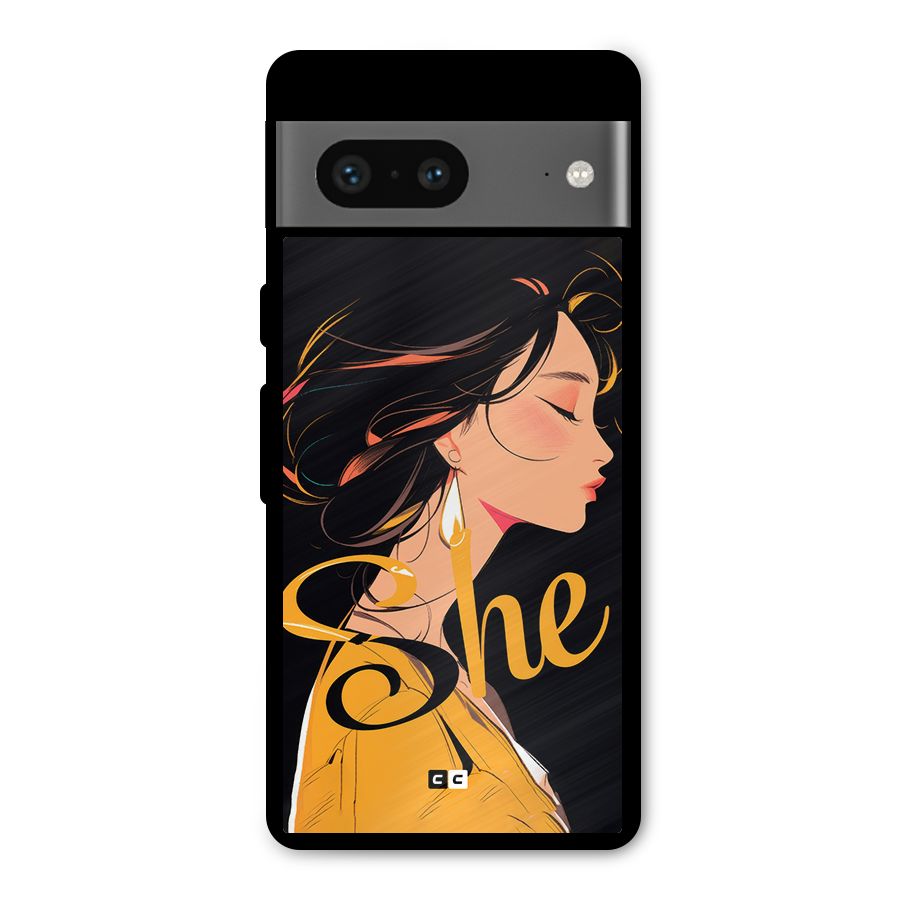 Yellow Lady Metal Back Case for Google Pixel 7