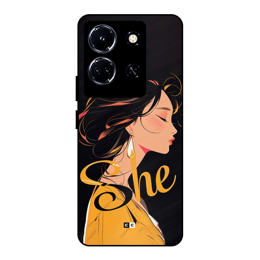 Yellow Lady Metal Back Case for Infinix Note 30 5G