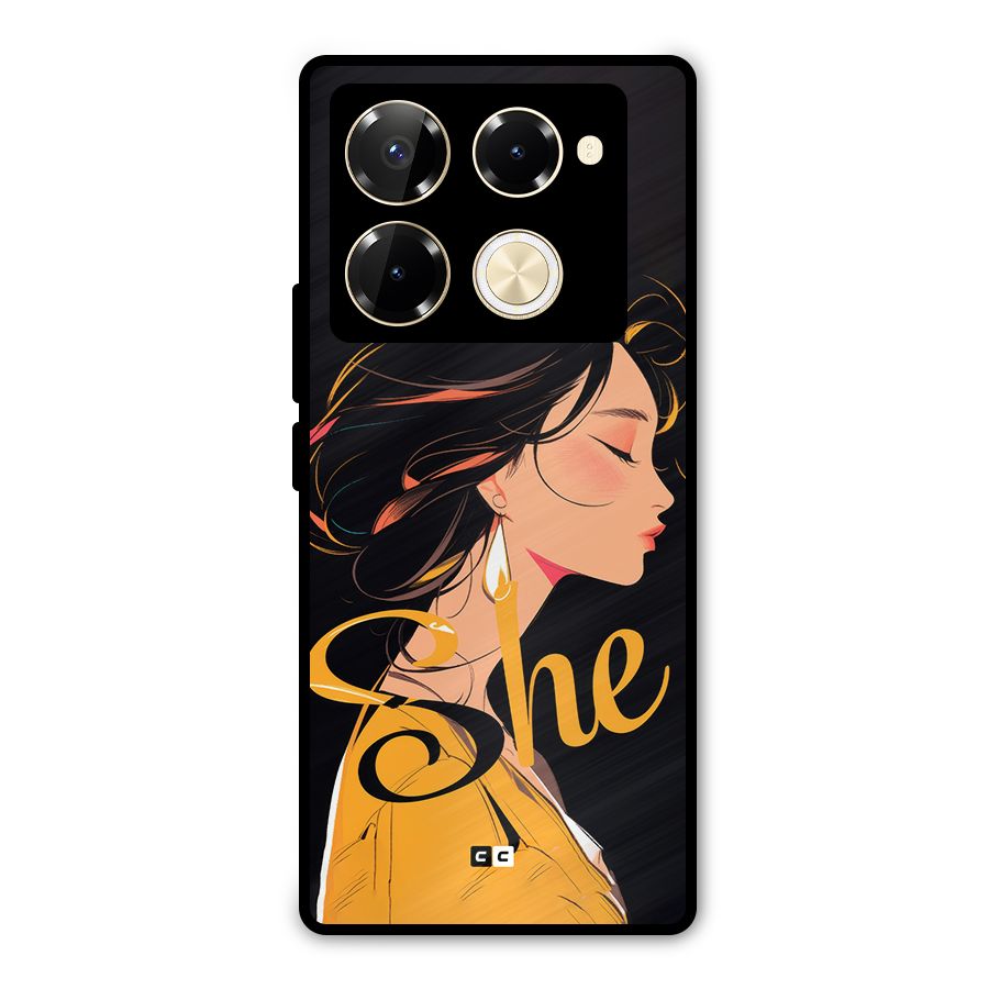 Yellow Lady Metal Back Case for Infinix Note 40 Pro Plus