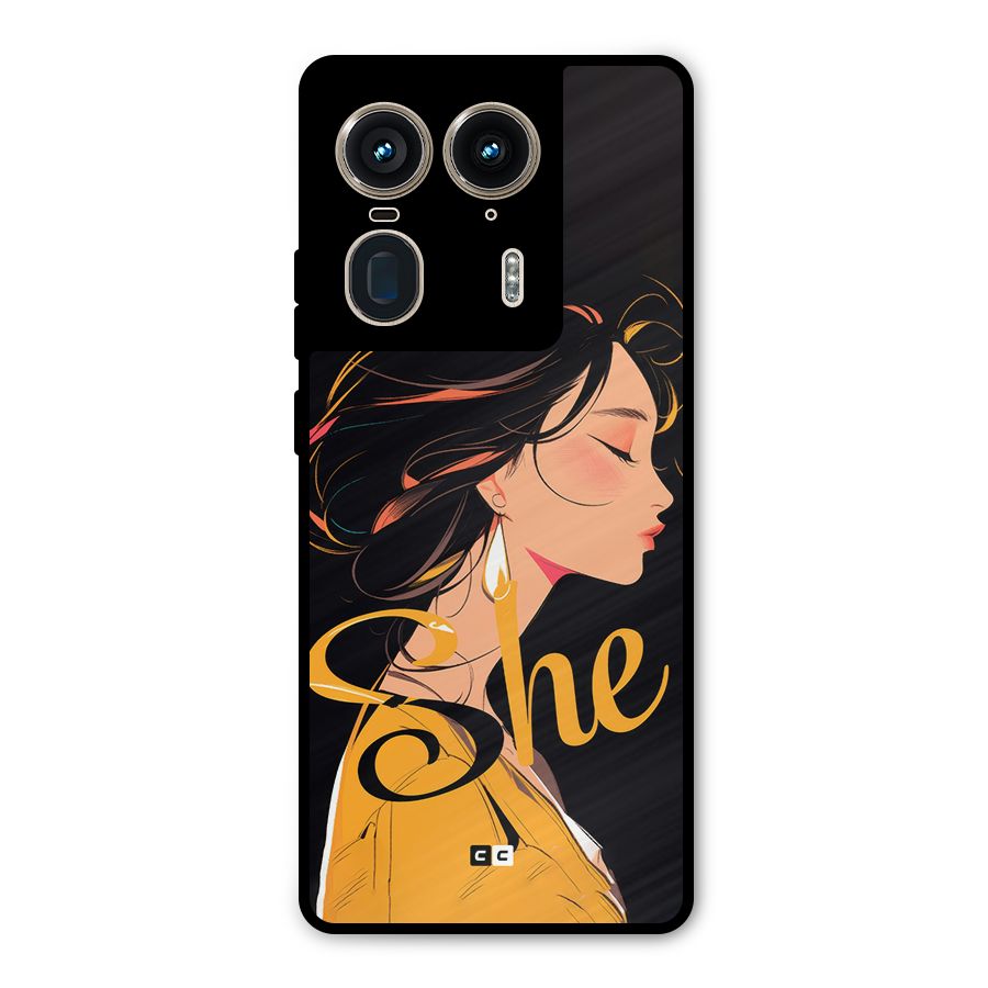 Yellow Lady Metal Back Case for Motorola Edge 50 Ultra