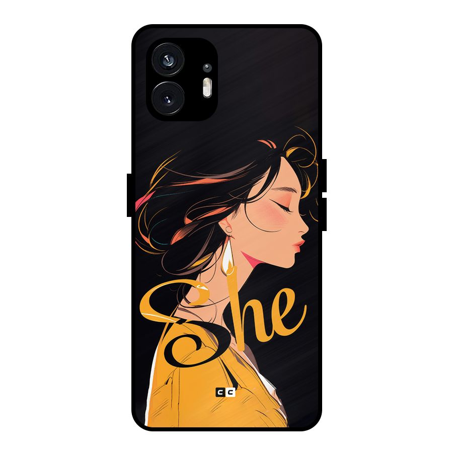 Yellow Lady Metal Back Case for Nothing Phone 2