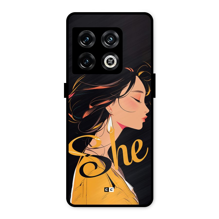 Yellow Lady Metal Back Case for OnePlus 10 Pro 5G