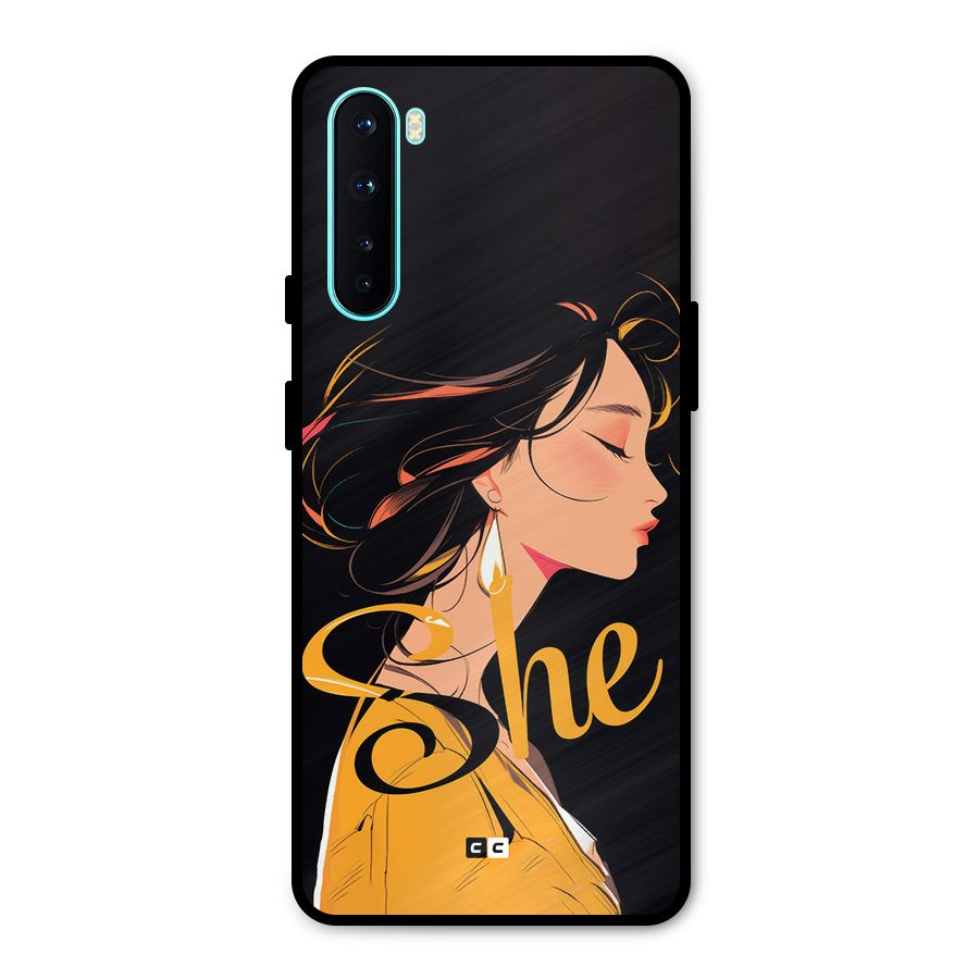 Yellow Lady Metal Back Case for OnePlus Nord