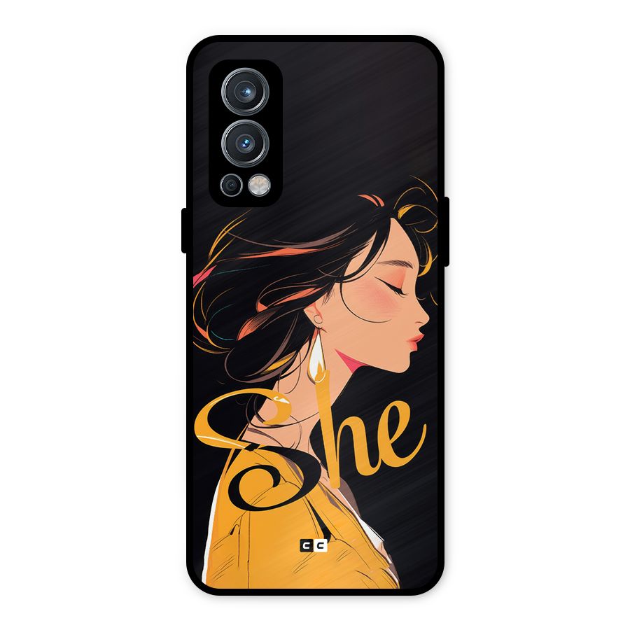 Yellow Lady Metal Back Case for OnePlus Nord 2 5G
