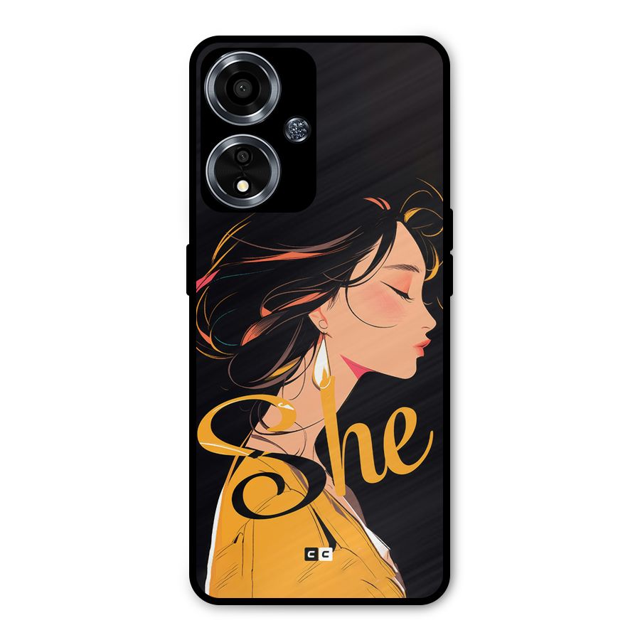 Yellow Lady Metal Back Case for Oppo A59