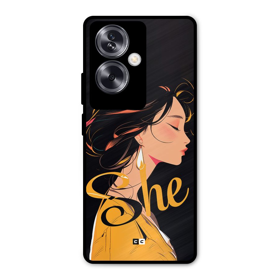 Yellow Lady Metal Back Case for Oppo A79 5G