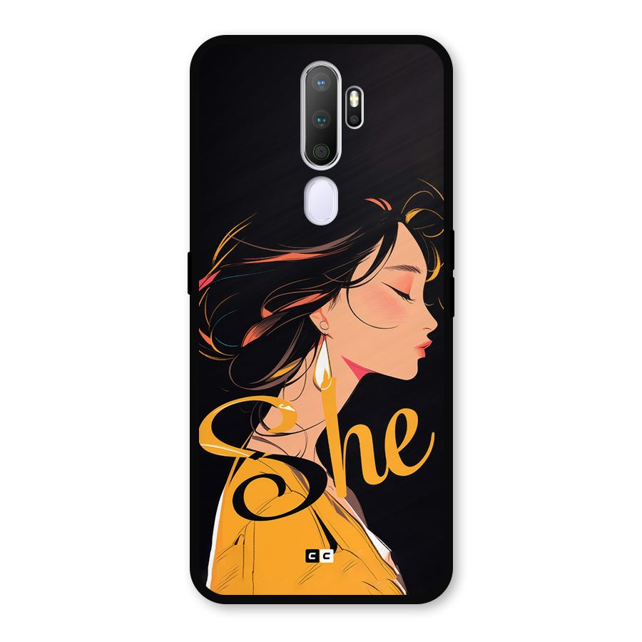 Yellow Lady Metal Back Case for Oppo A9 (2020)