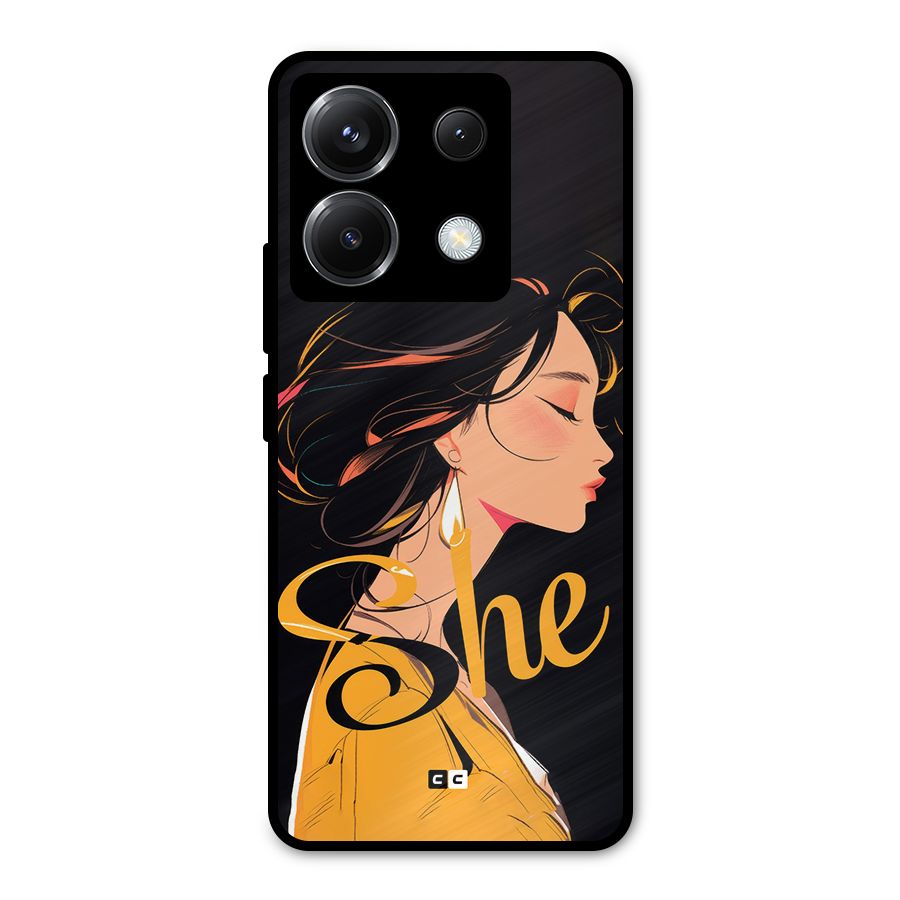 Yellow Lady Metal Back Case for Poco X6