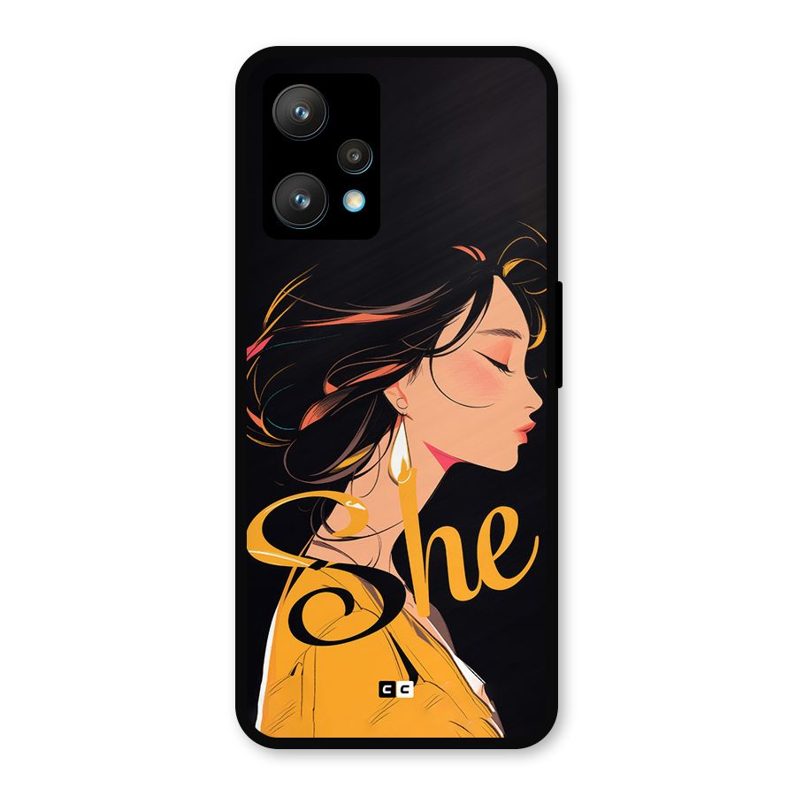 Yellow Lady Metal Back Case for Realme 9 Pro Plus 5G