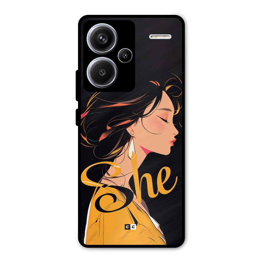 Yellow Lady Metal Back Case for Redmi Note 13 Pro Plus