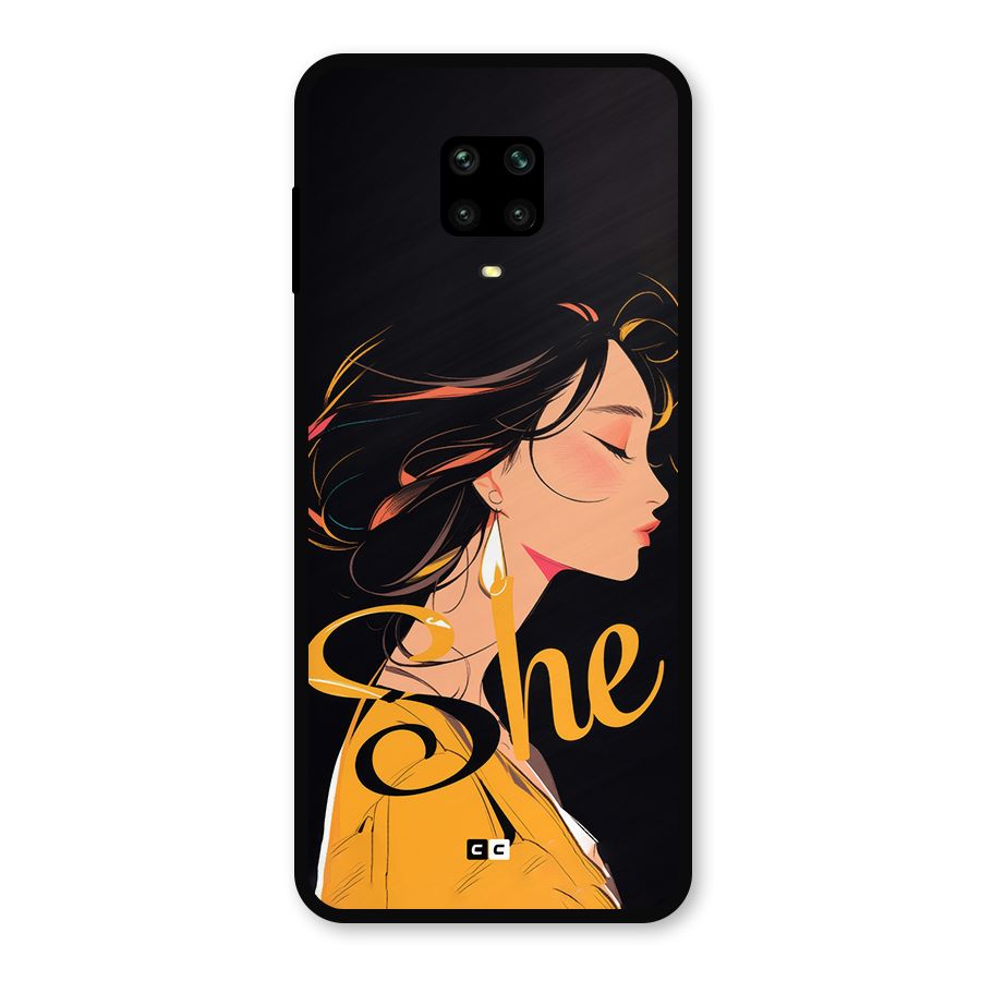 Yellow Lady Metal Back Case for Redmi Note 9 Pro Max