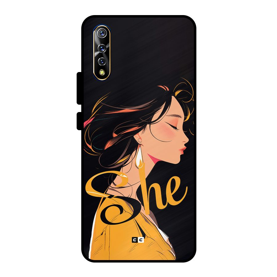 Yellow Lady Metal Back Case for Vivo S1