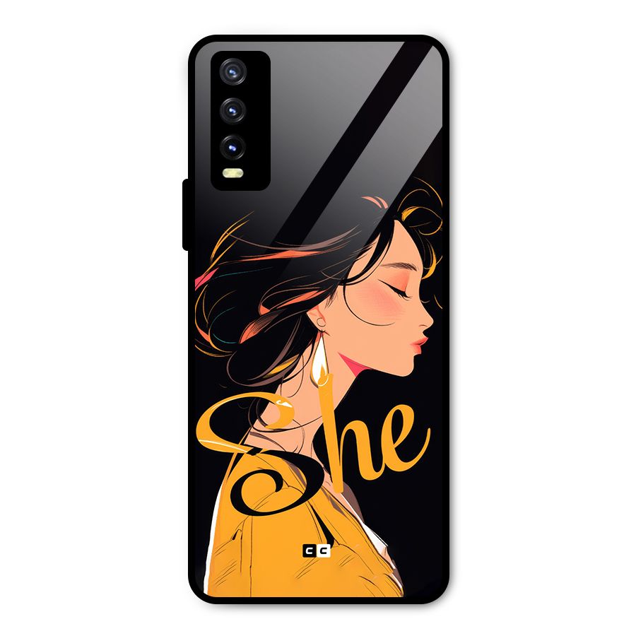 Yellow Lady Metal Back Case for Vivo Y20