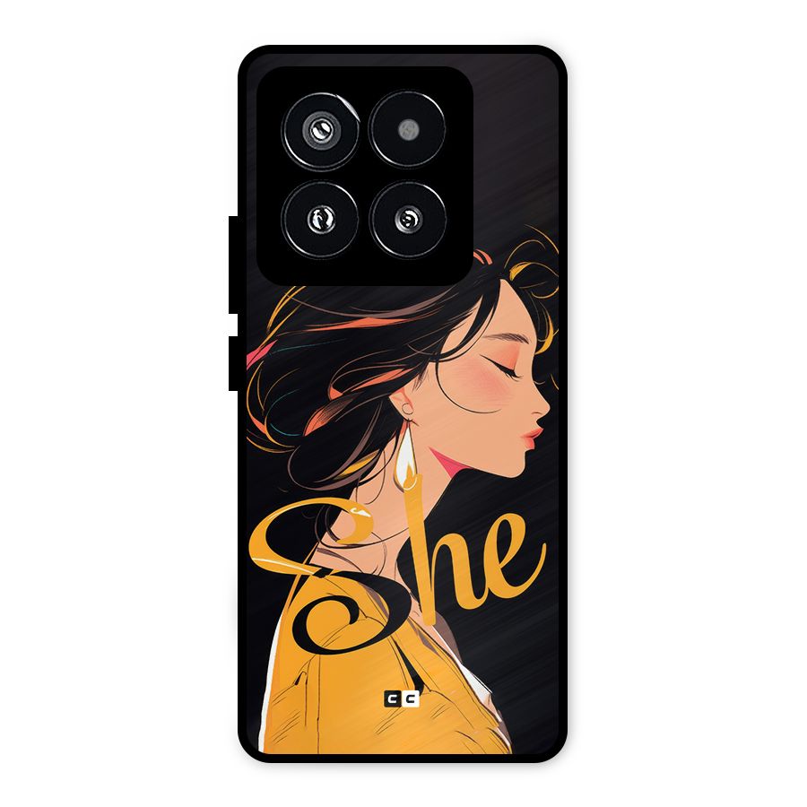 Yellow Lady Metal Back Case for Xiaomi 14 Pro