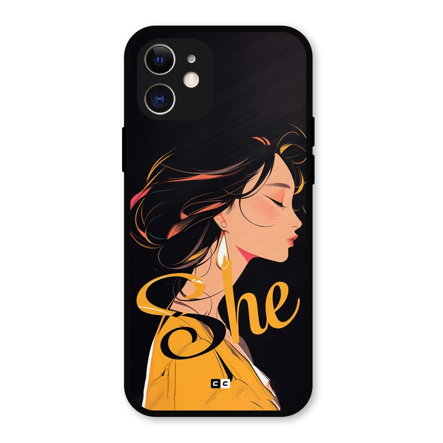 Yellow Lady Metal Back Case for iPhone 12