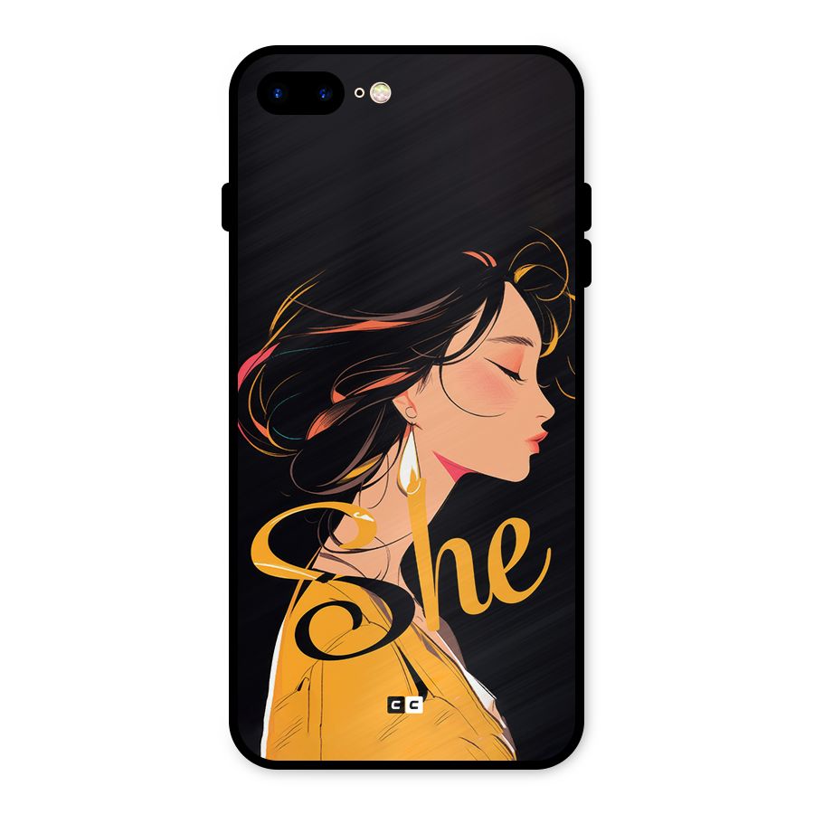 Yellow Lady Metal Back Case for iPhone 8 Plus