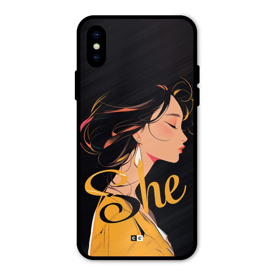Yellow Lady Metal Back Case for iPhone X