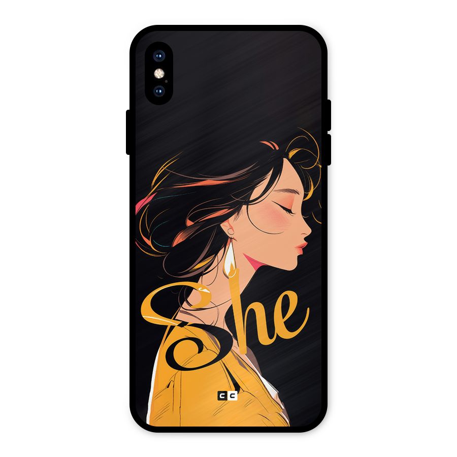 Yellow Lady Metal Back Case for iPhone XS Max