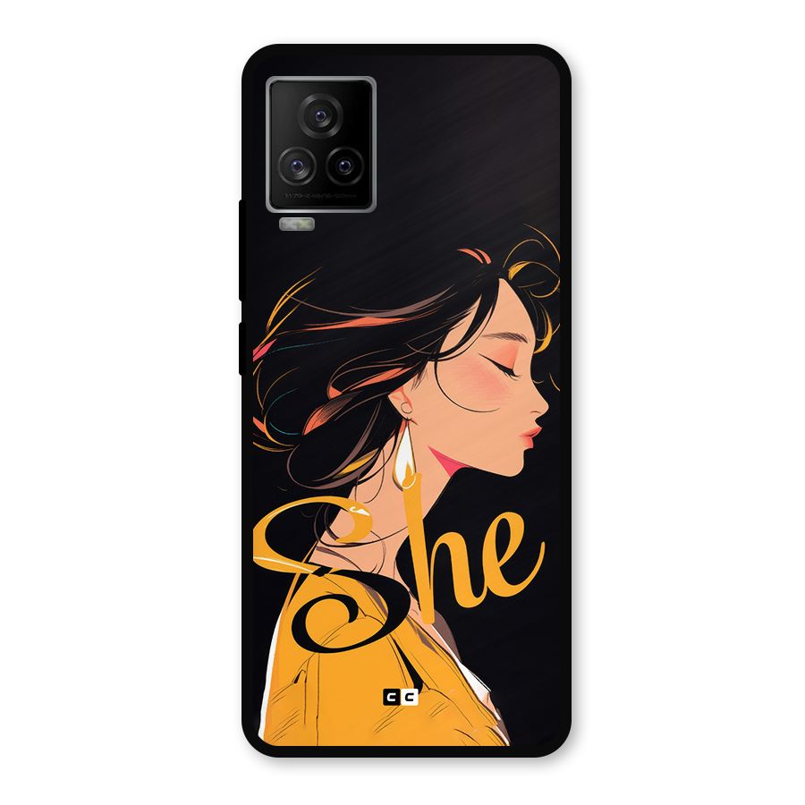 Yellow Lady Metal Back Case for iQOO 7 Legend 5G