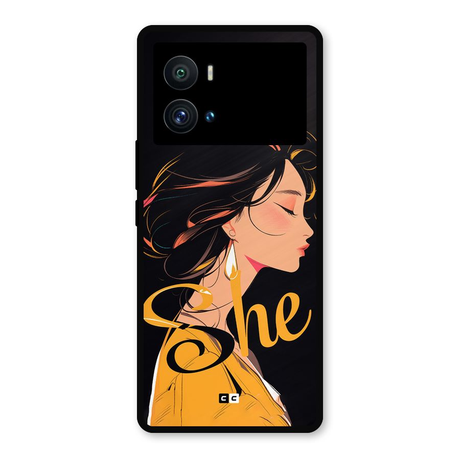 Yellow Lady Metal Back Case for iQOO 9 Pro