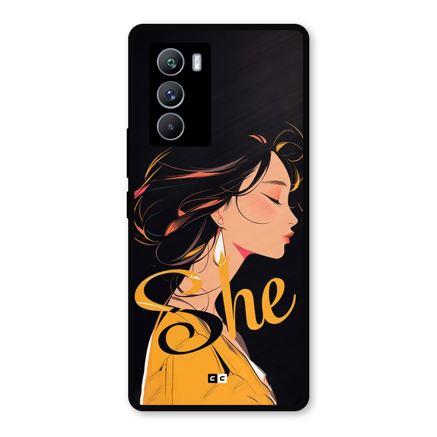 Yellow Lady Metal Back Case for iQOO 9 SE