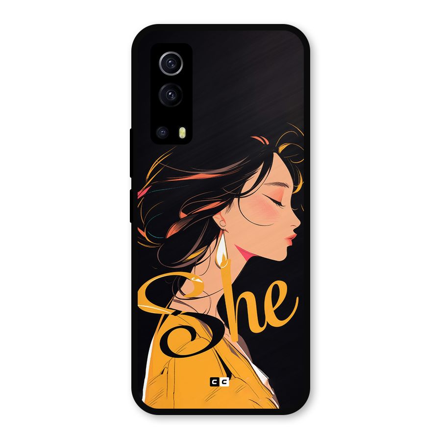 Yellow Lady Metal Back Case for iQOO Z3