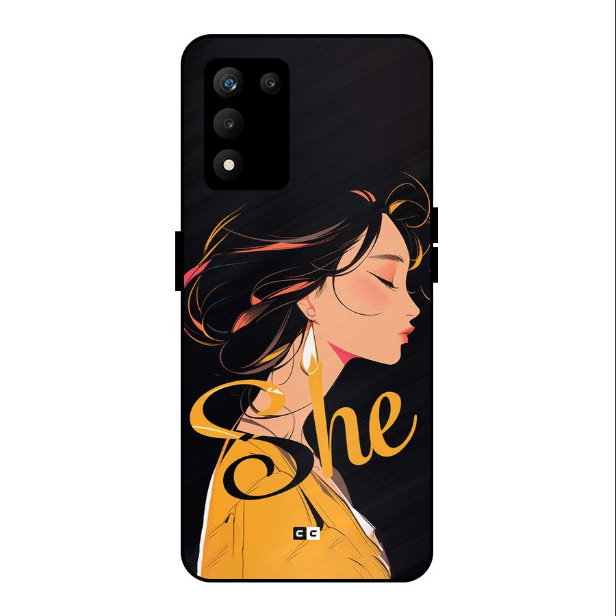 Yellow Lady Metal Back Case for realme 9 5G SE