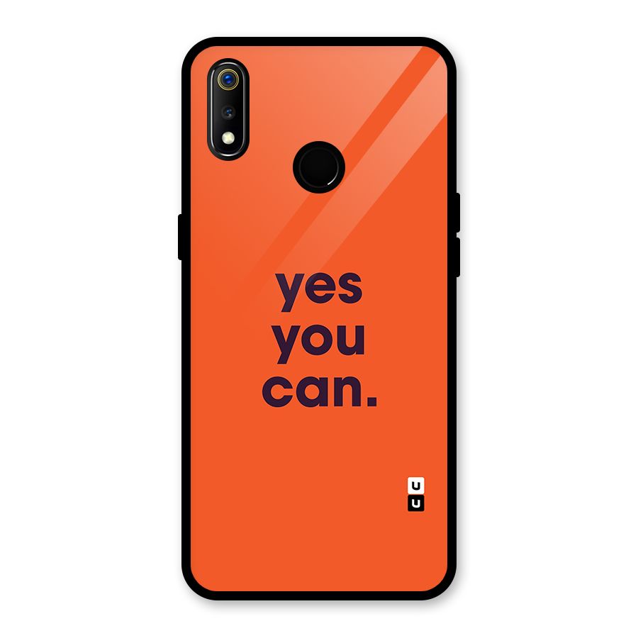 Yes You Can Minimal Typography Glass Back Case for Realme 3i