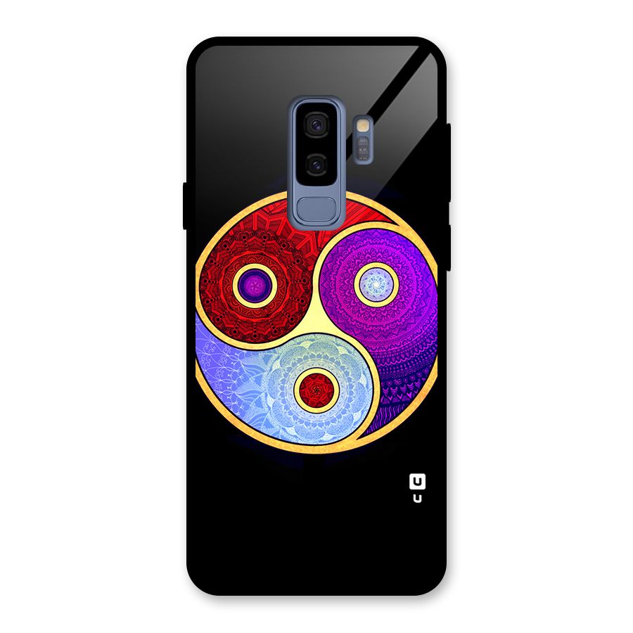 Yin Yang Mandala Design Glass Back Case for Galaxy S9 Plus