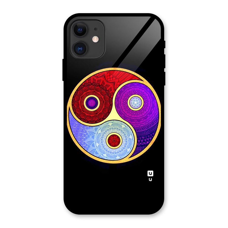 Yin Yang Mandala Design Glass Back Case for iPhone 11