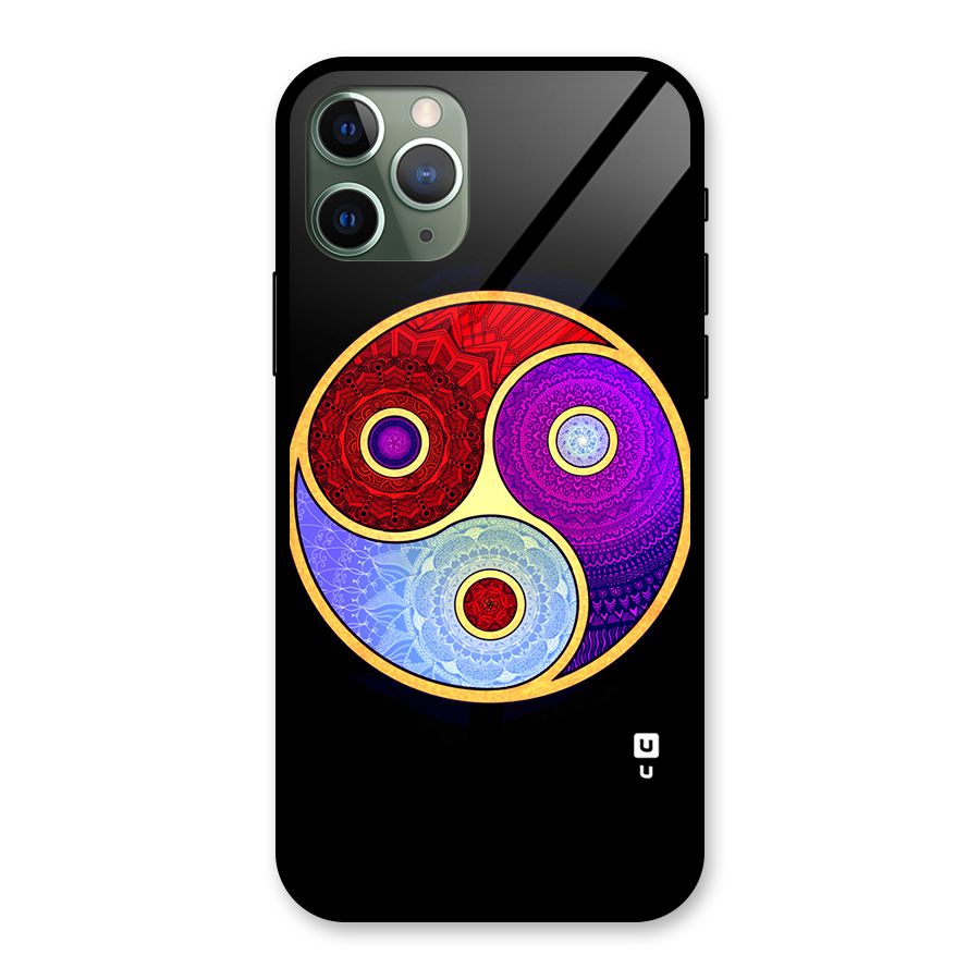 Yin Yang Mandala Design Glass Back Case for iPhone 11 Pro