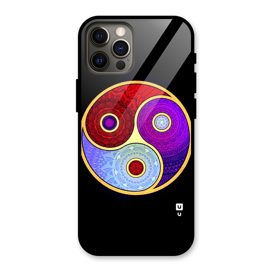 Yin Yang Mandala Design Glass Back Case for iPhone 12 Pro