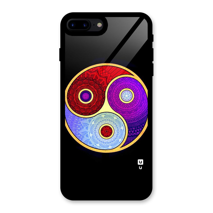 Yin Yang Mandala Design Glass Back Case for iPhone 8 Plus