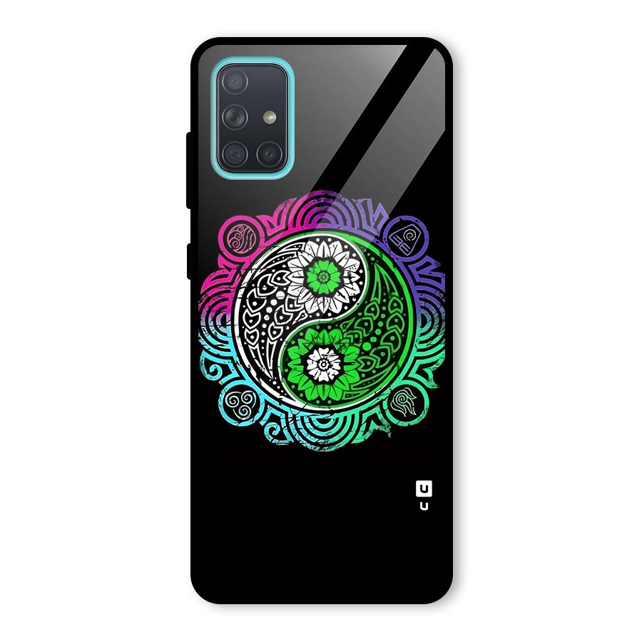 Yin and Yang Colorful Mandala Glass Back Case for Galaxy A71