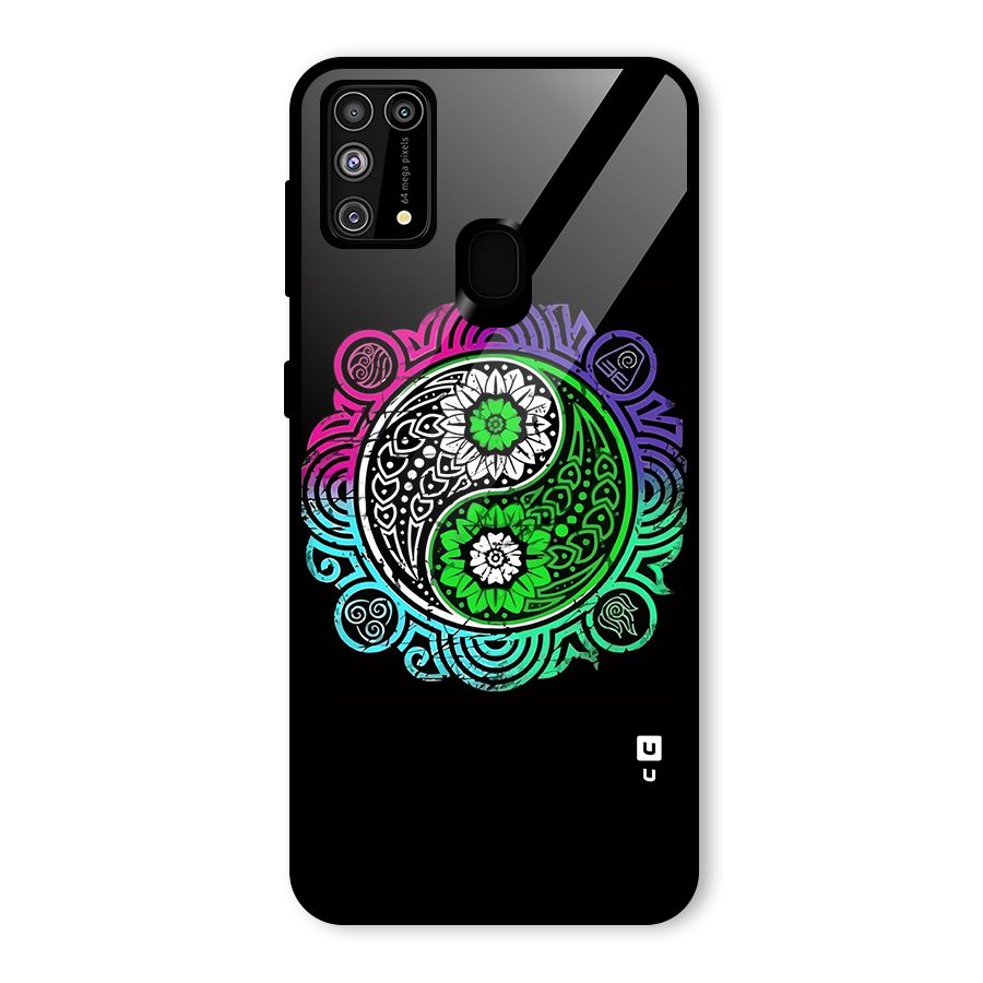 Yin and Yang Colorful Mandala Glass Back Case for Galaxy F41