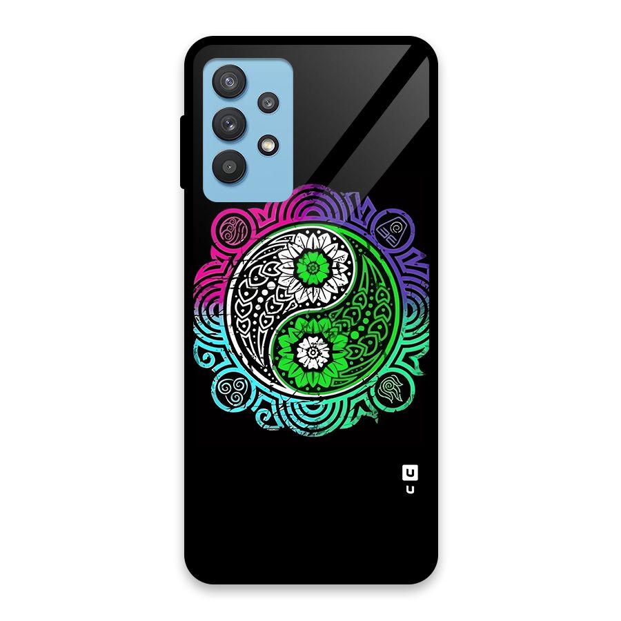 Yin and Yang Colorful Mandala Glass Back Case for Galaxy M32 5G
