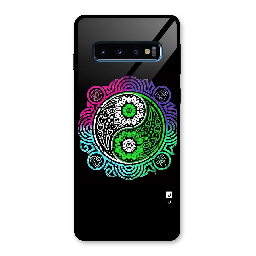 Yin and Yang Colorful Mandala Glass Back Case for Galaxy S10