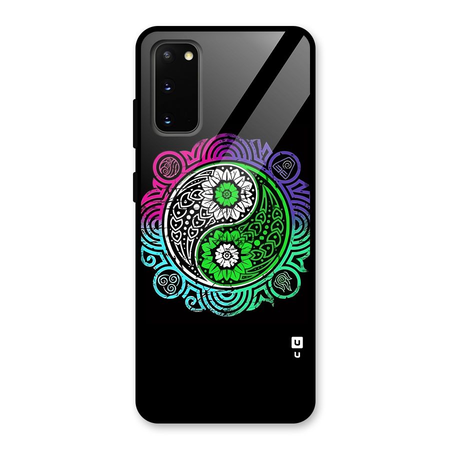 Yin and Yang Colorful Mandala Glass Back Case for Galaxy S20