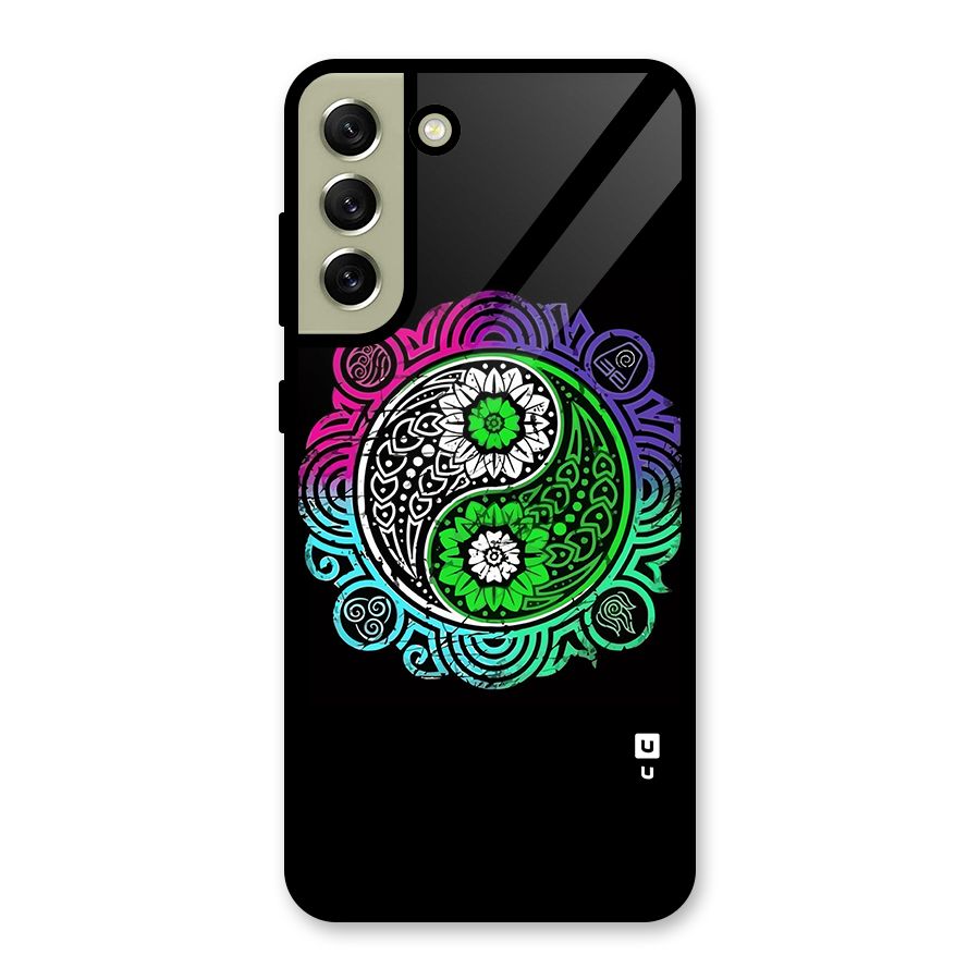 Yin and Yang Colorful Mandala Glass Back Case for Galaxy S21 FE 5G