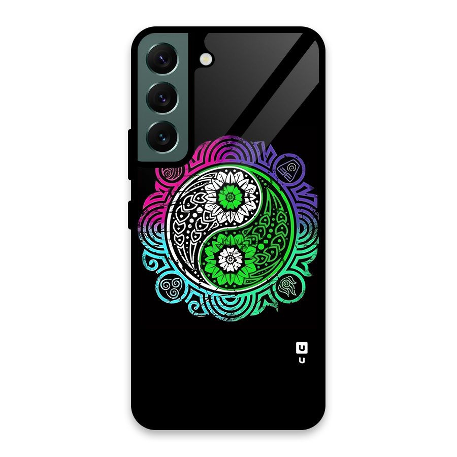 Yin and Yang Colorful Mandala Glass Back Case for Galaxy S22 5G