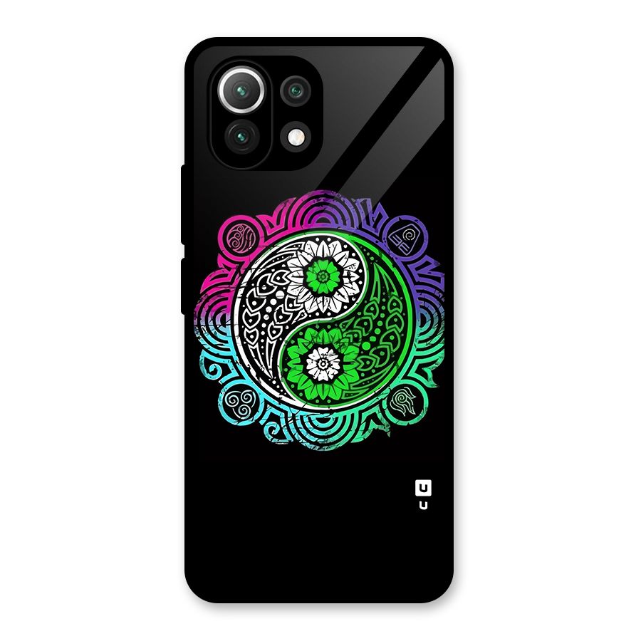 Yin and Yang Colorful Mandala Glass Back Case for Mi 11 Lite NE 5G