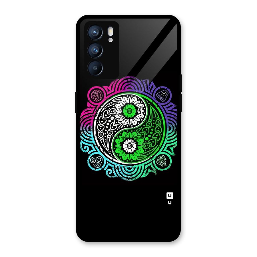 Yin and Yang Colorful Mandala Glass Back Case for Oppo Reno6 5G