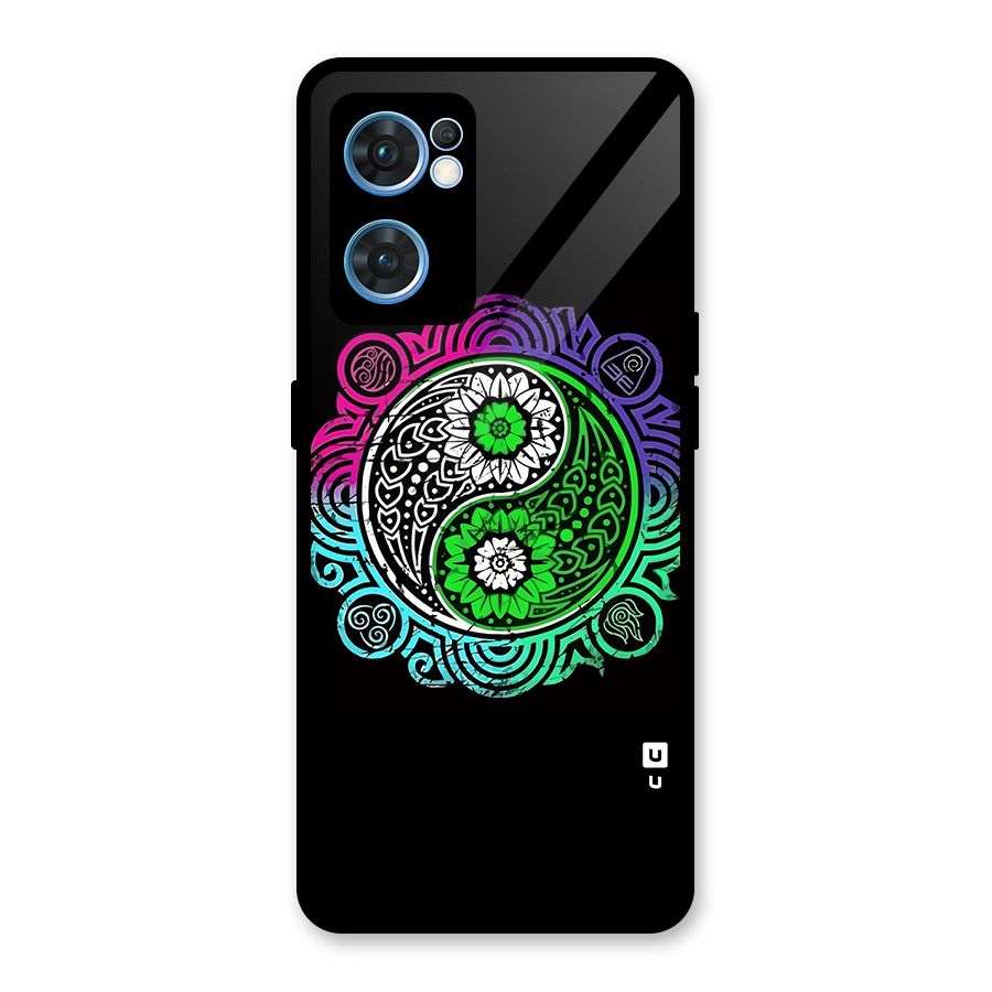 Yin and Yang Colorful Mandala Glass Back Case for Oppo Reno7 5G
