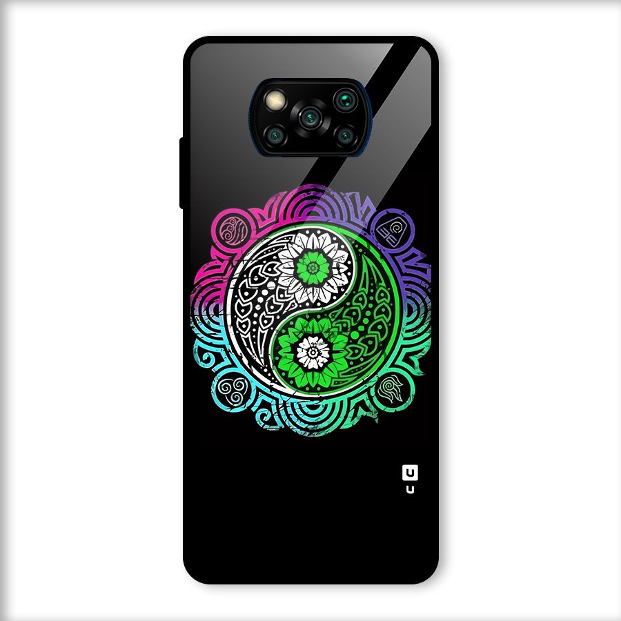 Yin and Yang Colorful Mandala Glass Back Case for Poco X3